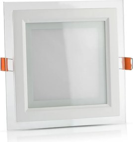 V-TAC LED panel χωνευτό 12W 3000K Θερμό λευκό Τετράγωνο γυάλινο
