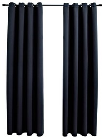 vidaXL Κουρτίνες Συσκότισης Μεταλ. Κρίκοι 2 τεμ. Μαύρες 140x245 εκ.