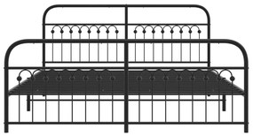 vidaXL Πλαίσιο Κρεβατιού με Κεφαλάρι&Ποδαρικό Μαύρο 183x203εκ. Μέταλλο