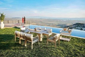 Garden Table &amp; Chairs Set (8 Pieces) Toscana Ceramic Beige