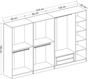 Επταφυλλη Ντουλαπα Λευκο KALEO 52x270x190