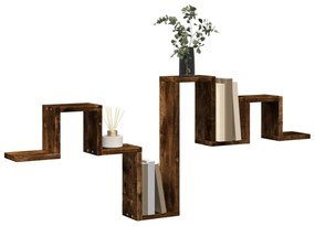 vidaXL Ραφιέρα Τοίχου Καπνιστή Δρυς 104,5x10x43 εκ. Επεξεργασμένο Ξύλο