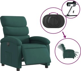 vidaXL Πολυθρόνα Ανακλινόμενη Ηλεκτρική Πράσινο Υφασμάτινη