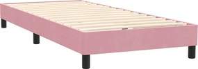 vidaXL Κρεβάτι Boxspring με Στρώμα &amp; LED Ροζ 80x220 εκ. Βελούδινο