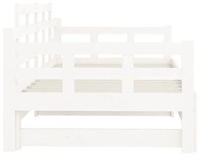 Καναπές Κρεβάτι Συρόμενος Λευκός 2x(80x200) εκ. από Μασίφ Πεύκο - Λευκό