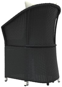 vidaXL Σαλόνι Κήπου Σετ 2 Τεμαχίων Μαύρο Συνθετικό Ρατάν με Μαξιλάρια