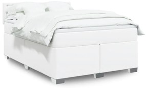 vidaXL Κρεβάτι Boxspring με Στρώμα Λευκό 140x190εκ.από Συνθετικό Δέρμα