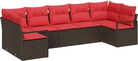 vidaXL Σετ Καναπέ με μαξιλάρι 7 pcs Καφέ συνθετικό ρατάν