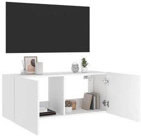 vidaXL Έπιπλο Τοίχου Τηλεόρασης με LED Λευκό 100x35x41 εκ.