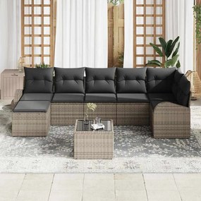 vidaXL Σετ Καναπέ Κήπου με μαξιλάρι 8 pcs Γκρι Πολυ ράταν