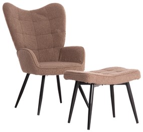 ΠΟΛΥΘΡΟΝΑ ΜΠΕΡΖΕΡΑ CRAWLEY ΜΕ ΥΠΟΠΟΔΙΟ HM8918.26 ΥΦΑΣΜΑ ΜΠΟΥΚΛΕ ΚΑΦΕ 69x73x96Yεκ.