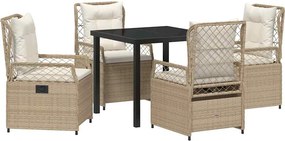 vidaXL Σέτ φαγητού για κήπο 5 pcs Μπεζ και Κρέμ συνθετικό ρατάν