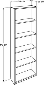Βιβλιοθήκη Max Megapap χρώμα κόκκινο 58x23x170εκ.