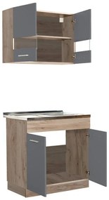 Έτοιμη Σύνθεση Κουζίνα Dalila 80S Γκρί Δρύς - Γκρί 80x51,5x206,5 εκ. 80x51.5x206.5 εκ.