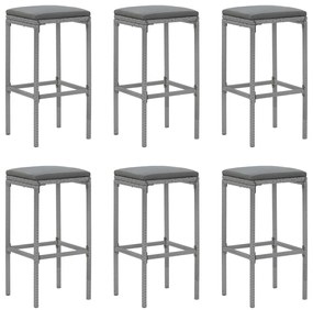 vidaXL Σετ Μπαρ Κήπου 7 Τεμαχίων Γκρι Συνθετικό Ρατάν με Μαξιλάρια