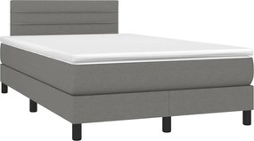 vidaXL Κρεβάτι Boxspring με Στρώμα &amp; LED Σκ.Γκρι 120x200 εκ Υφασμάτινο
