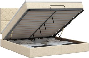 vidaXL Κρεβάτι Ottoman με στρώμα με κεφαλάρι Κρεμ 180 x 200 cm Ύφασμα