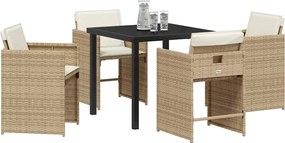 vidaXL Σέτ φαγητού για κήπο 5 pcs Μπεζ συνθετικό ρατάν