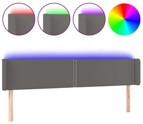 Κεφαλάρι Κρεβατιού LED Γκρι 183x16x78/88εκ. από Συνθετικό Δέρμα 3123202