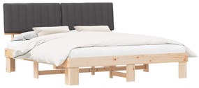 vidaXL Σκελετός Κρεβατιού με Επενδεδυμένο Κεφαλάρι Σκούρο Γκρι