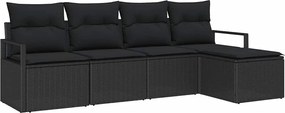 vidaXL Σετ Καναπέ με μαξιλάρι 5 pcs Μαύρο συνθετικό ρατάν