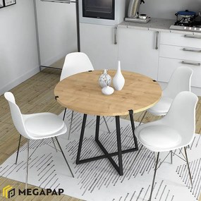 Τραπέζι Rubes Megapap χρώμα φυσικό οξιάς - ανθρακί 100x100x78εκ.