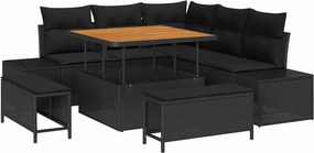 vidaXL Σετ Καναπέ Κήπου με μαξιλάρι 8 pcs Μαύρο Πολυ ράταν