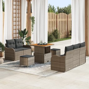 vidaXL Σετ Καναπέ Κήπου Ρυθμιζόμενο ύψος 8 pcs Γκρι συνθετικό ρατάν