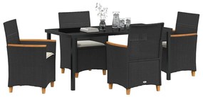 vidaXL Σέτ φαγητού για κήπο 5 pcs Μαύρο συνθετικό ρατάν