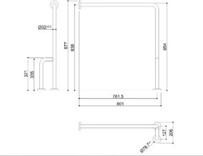 Ponte Giulio Inox G56-JCS-38 - Μπαρα τοιχου δαπεδου