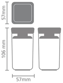 Σετ 2 τεμ. βάζα μπαχαρικών Brabantia Tasty+ Stackable 1008884, 150 ml, χωρίς BPA, Καινοτόμα καπάκια, Διαφανές/Γκρι