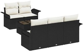 vidaXL Σετ Καναπέ Κήπου με μαξιλάρι 6 pcs Μαύρο, Κρέμα 55 x 55 x 37 εκ