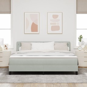 vidaXL Κρεβάτι Box Spring με στρώμα & LED Φωτισμός Γκρι Ανοιχτό 180x200 εκ Βελούδο