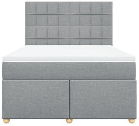 Κρεβάτι Boxspring με Στρώμα Αν. Πράσινο 160x200εκ Υφασμάτινο - Γκρι