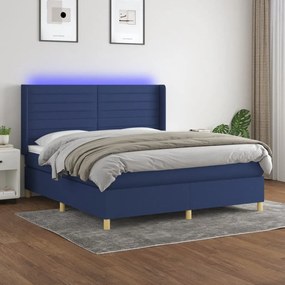 ΚΡΕΒΑΤΙ BOXSPRING ΜΕ ΣΤΡΩΜΑ &amp; LED ΜΠΛΕ 160X200 ΕΚ. ΥΦΑΣΜΑΤΙΝΟ 3138971