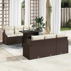 vidaXL Σετ Καναπέ Κήπου 7 pcs Καφέ και κρεμ 100 x 55 x 73 εκ