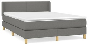 Κρεβάτι Boxspring με Στρώμα Σκούρο Γκρι 140x190 εκ. Υφασμάτινο - Γκρι