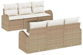 vidaXL Σετ Καναπέ Κήπου με μαξιλάρι 7 pcs Μπεζ, Κρέμα 55 x 55 x 37 εκ