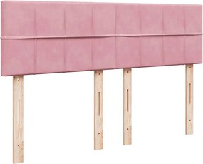 vidaXL Οθωμανικό κρεβάτι με στρώμα ροζ 140x200cm Βελούδο