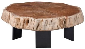 WOODWELL SIVA Τραπεζάκι Σαλονιού Καθιστικού, Μέταλλο Βαφή Ανθρακί, Ακακία Φυσικό +/-70x65x33cm ΕΑ7084