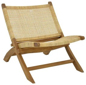Πολυθρόνα Jerenze φυσικό teak ξύλο-rattan 65x78x68εκ 65x78x68 εκ.