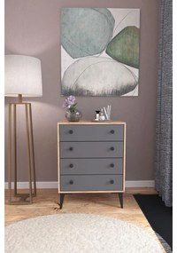 Συρταριέρα ArteLibre AMARI Δρυς/Ανθρακί Μοριοσανίδα 72x43x96cm