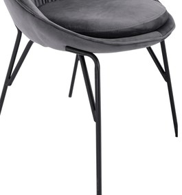 Καρέκλα KELSEY Βελούδο Γκρί με Μαύρα πόδια 59x63x84εκ. 59x63x84 εκ.