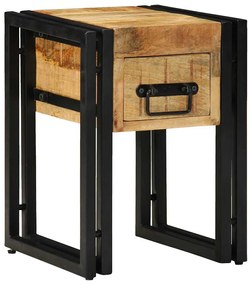 vidaXL End Table με συρτάρι Καφέ 30 x 30 x 40 cm Μασίφ ξύλο μάνγκο
