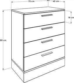 Συρταριέρα Base Megapap χρώμα oak - λευκό 72x40x88εκ.