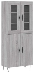 vidaXL Ντουλάπι Γκρι Sonoma 69,5 x 34 x 180 εκ. Επεξεργασμένο Ξύλο