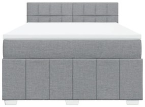 vidaXL Κρεβάτι Boxspring με Στρώμα Ανοιχτό Γκρι 140x190 εκ. Υφασμάτινο