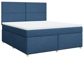 vidaXL Κρεβάτι Boxspring με Στρώμα Μπλε 180x200 εκ. Υφασμάτινο