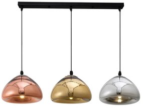 Φωτιστικό οροφής τρίφωτο Ovalone I ασημί-χρυσό-μπρονζέ μέταλλο-γυαλί Φ58x16.5κ 58x58x16.5 εκ.