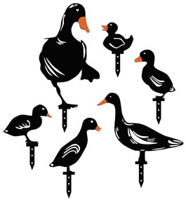 Διακοσμητικό Δαπέδου Κήπου Ducks (Σετ 6Τμχ) 907MDS1103 12x24/20x15/9x11/7x6/11x9/12x12cm Black-Orange Aberto Design Μέταλλο
